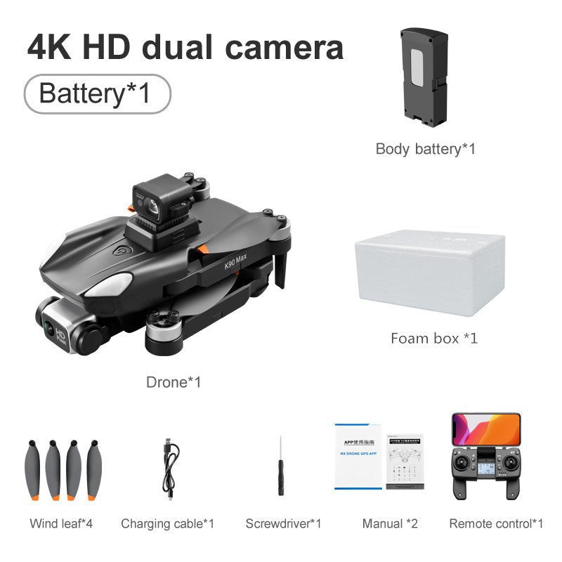 K90 Max Omnidirectional Drone,360° Lidar Navigation,4K ESC Dual - Camera 28min Flight,Brushless Wind Resistance,GPS+Optical Flow Positioning - URANBATO