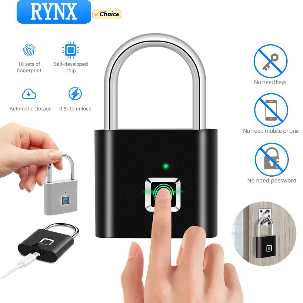 Keyless waterproof and rust - proof smart fingerprint padlock, outdoor electronic padlock head, cabinet door anti - theft password lock - URANBATO