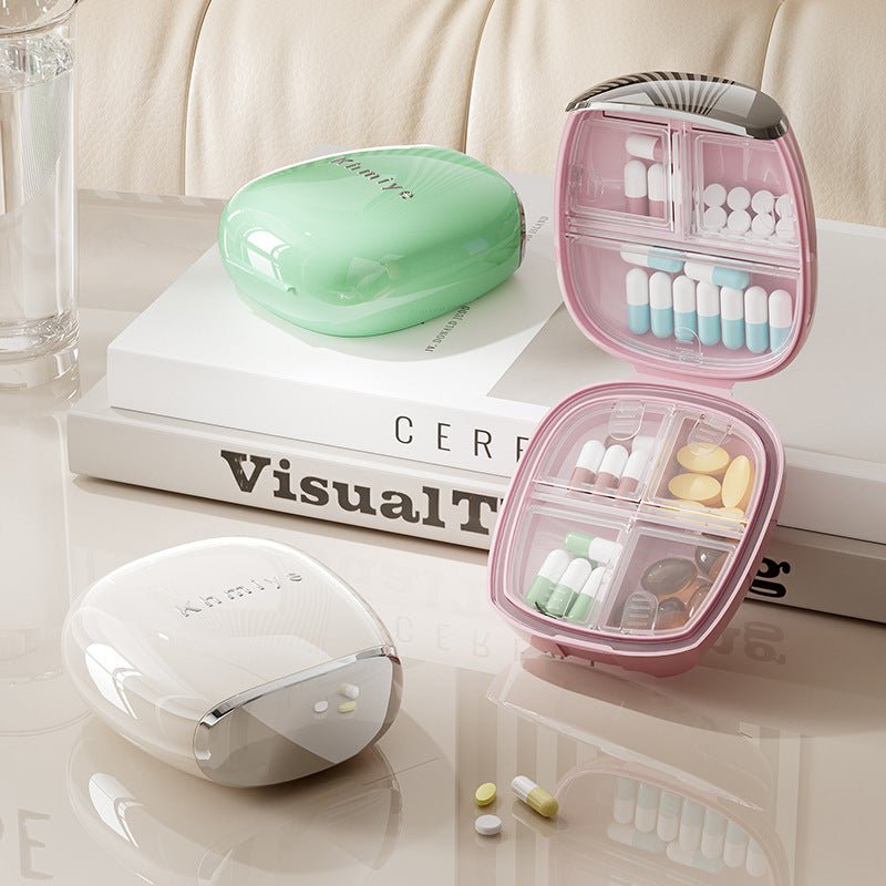 Khmiye Electroplated Pill Case,Jewel - like Finish,72g Pocket Organizer Magnetic Slide Cover,Multi - Compartment,8.1×7.4×3.8cm Compact - URANBATO