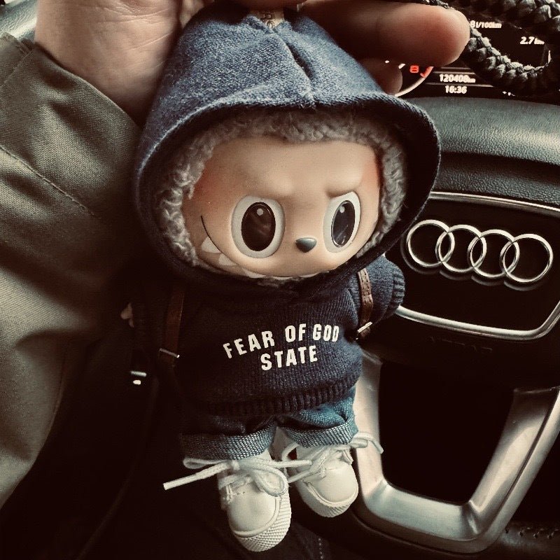 【Labo cloth doll clothes】 17cm Labo cloth hooded sweatshirt jeans shoes set pendant - URANBATO