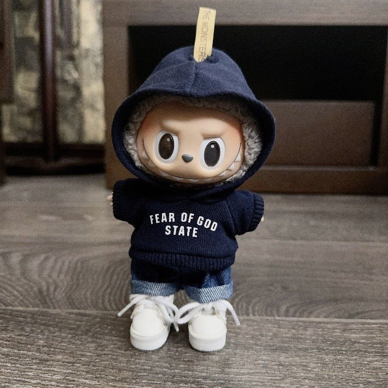 【Labo cloth doll clothes】 17cm Labo cloth hooded sweatshirt jeans shoes set pendant - URANBATO