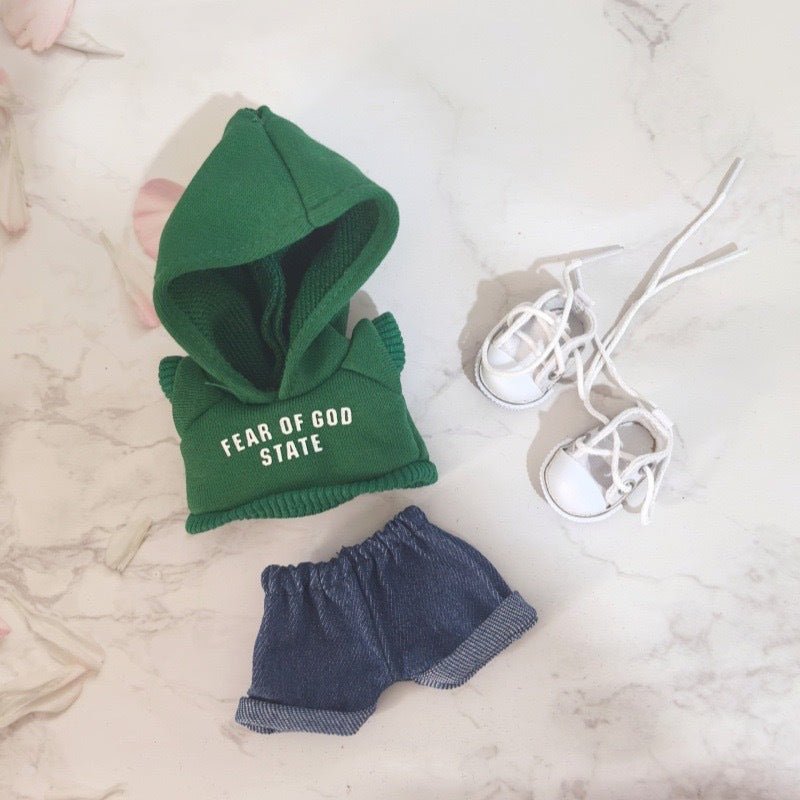 【Labo cloth doll clothes】 17cm Labo cloth hooded sweatshirt jeans shoes set pendant - URANBATO