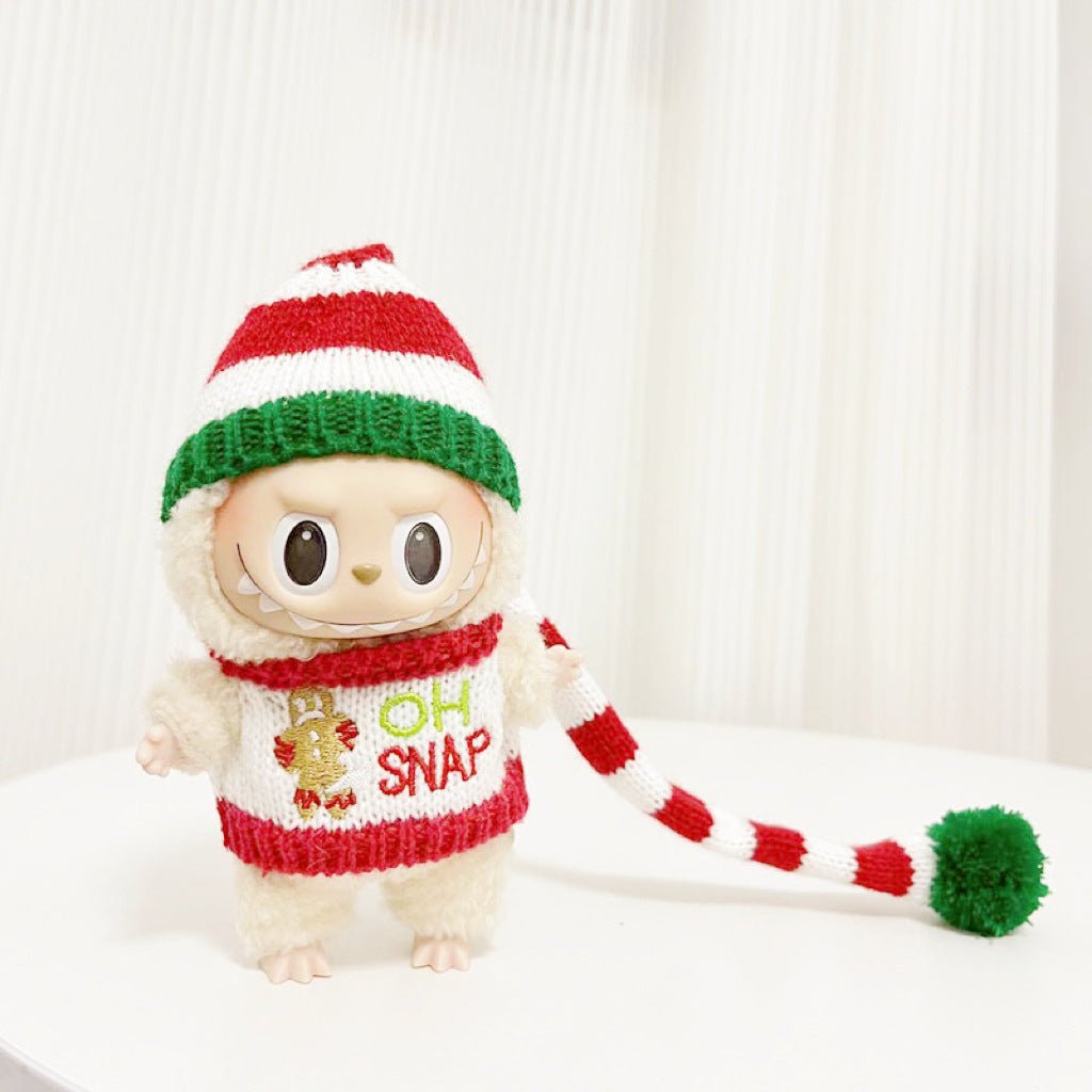 [labubu Christmas Dress Up] 15cm Labubu Macaron Christmas Set New Year's Clothes - URANBATO