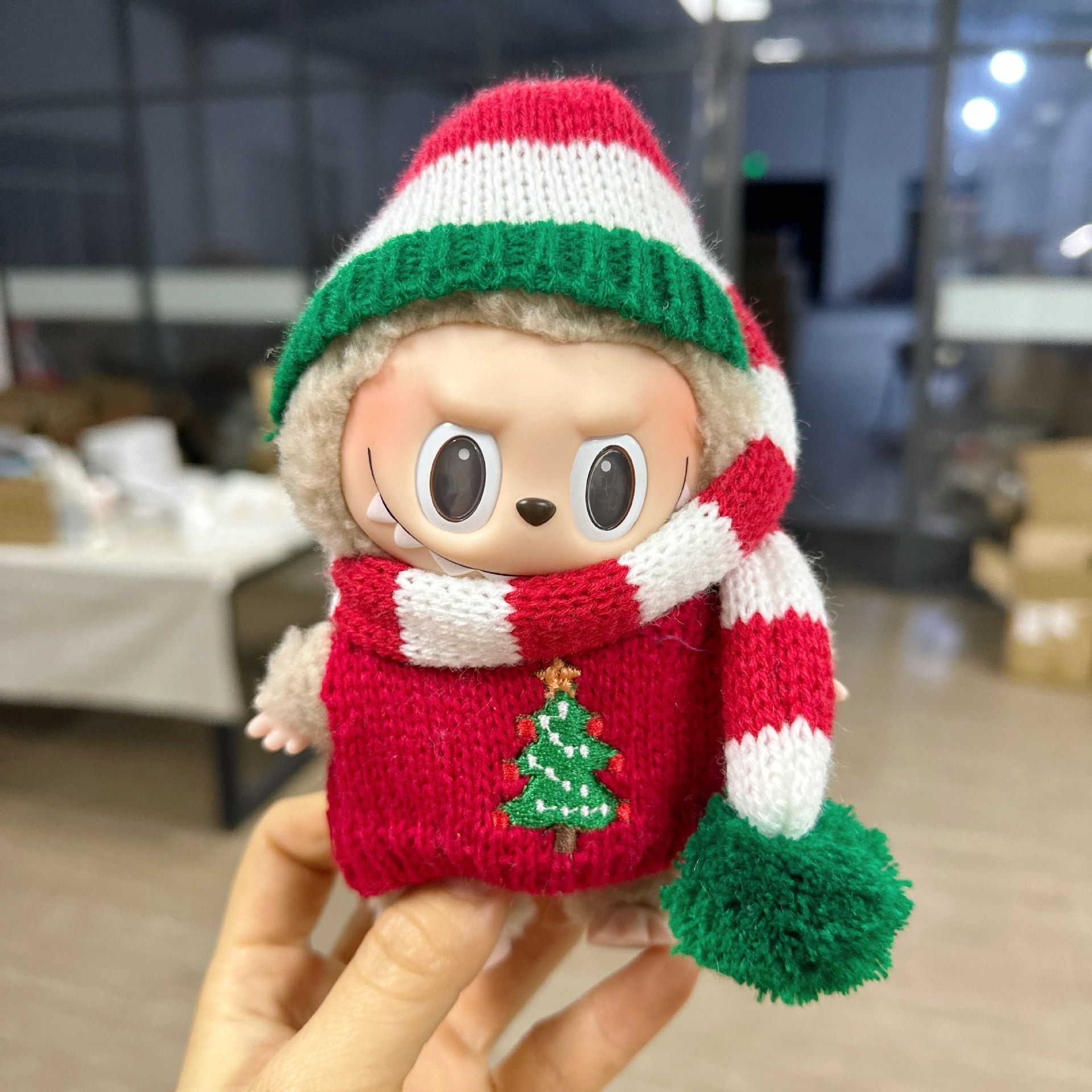 [labubu Christmas Dress Up] 15cm Labubu Macaron Christmas Set New Year's Clothes - URANBATO