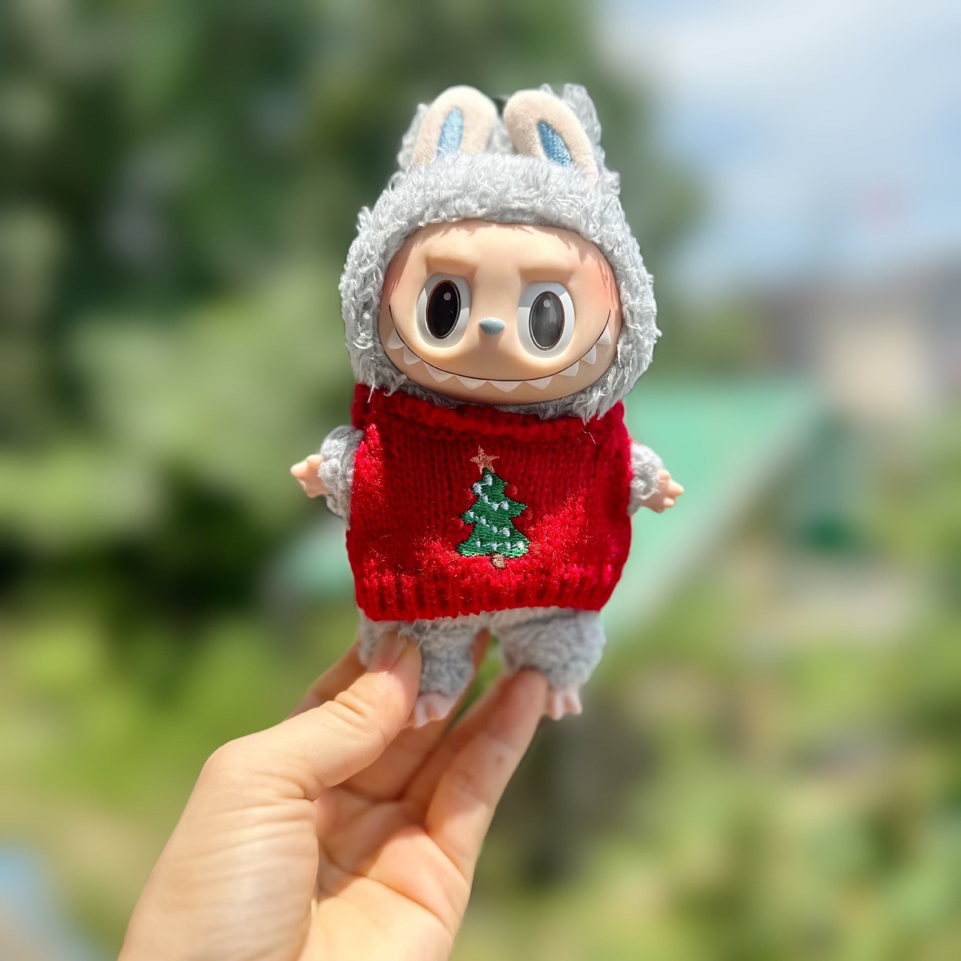 [labubu Christmas Dress Up] 15cm Labubu Macaron Christmas Set New Year's Clothes - URANBATO