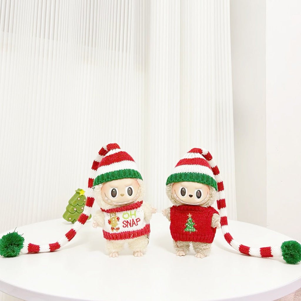 [labubu Christmas Dress Up] 15cm Labubu Macaron Christmas Set New Year's Clothes - URANBATO