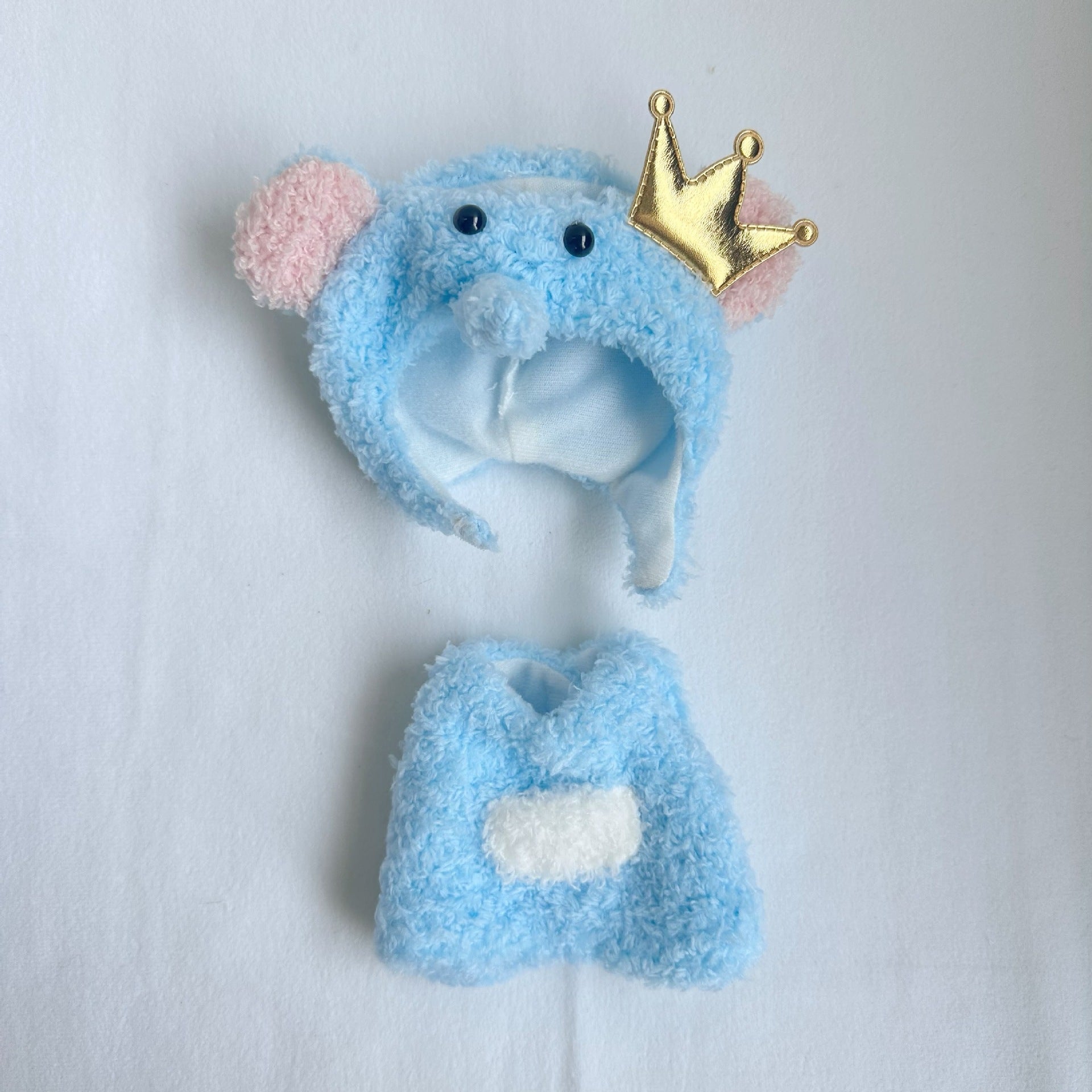 [Labubu Dress Up] 15CM Keychain Labubu Blue Crown Elephant Two - Piece Set - URANBATO