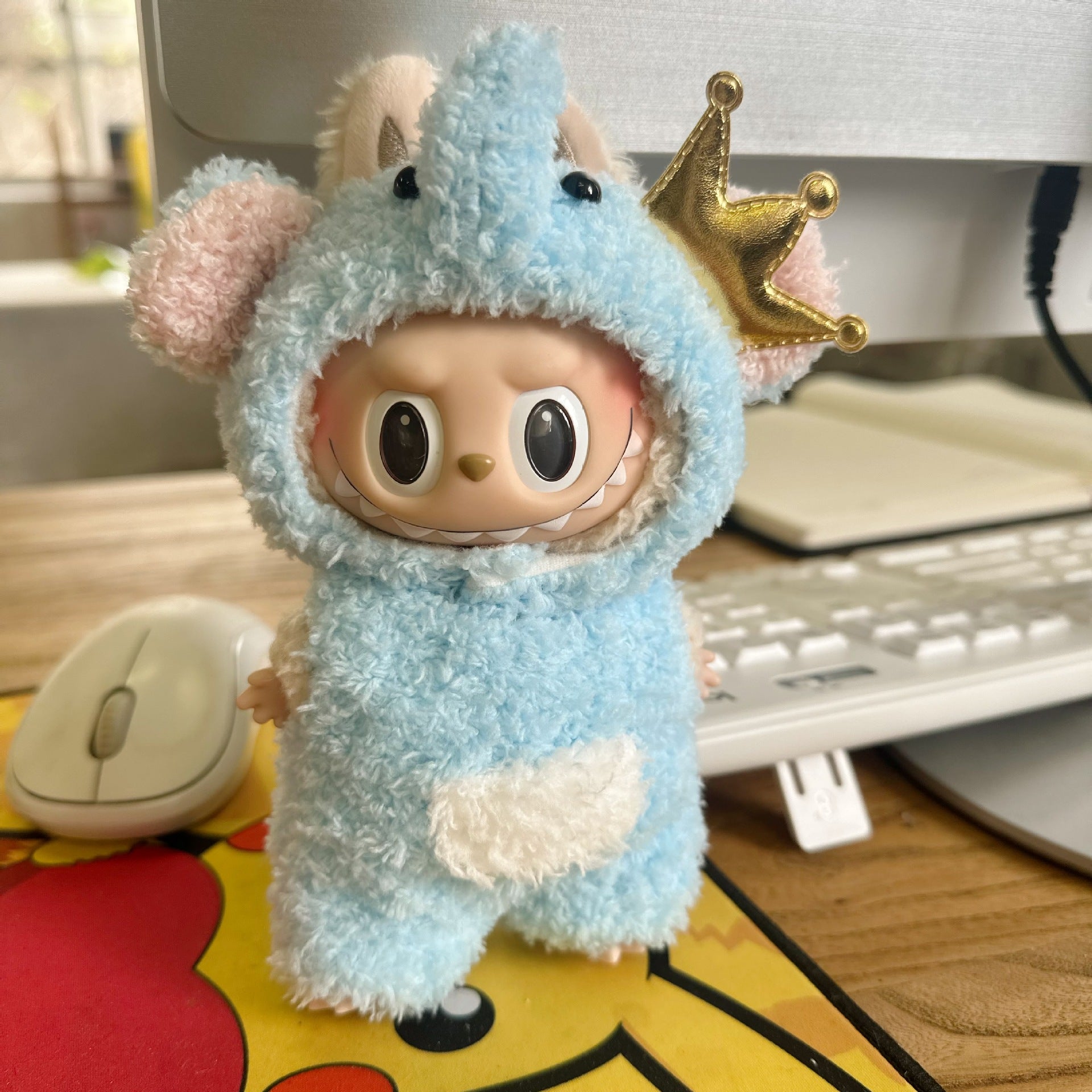 [Labubu Dress Up] 15CM Keychain Labubu Blue Crown Elephant Two - Piece Set - URANBATO