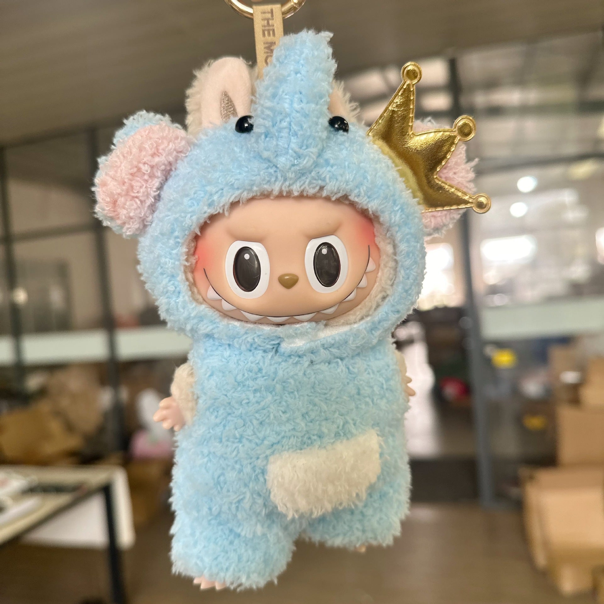 [Labubu Dress Up] 15CM Keychain Labubu Blue Crown Elephant Two - Piece Set - URANBATO