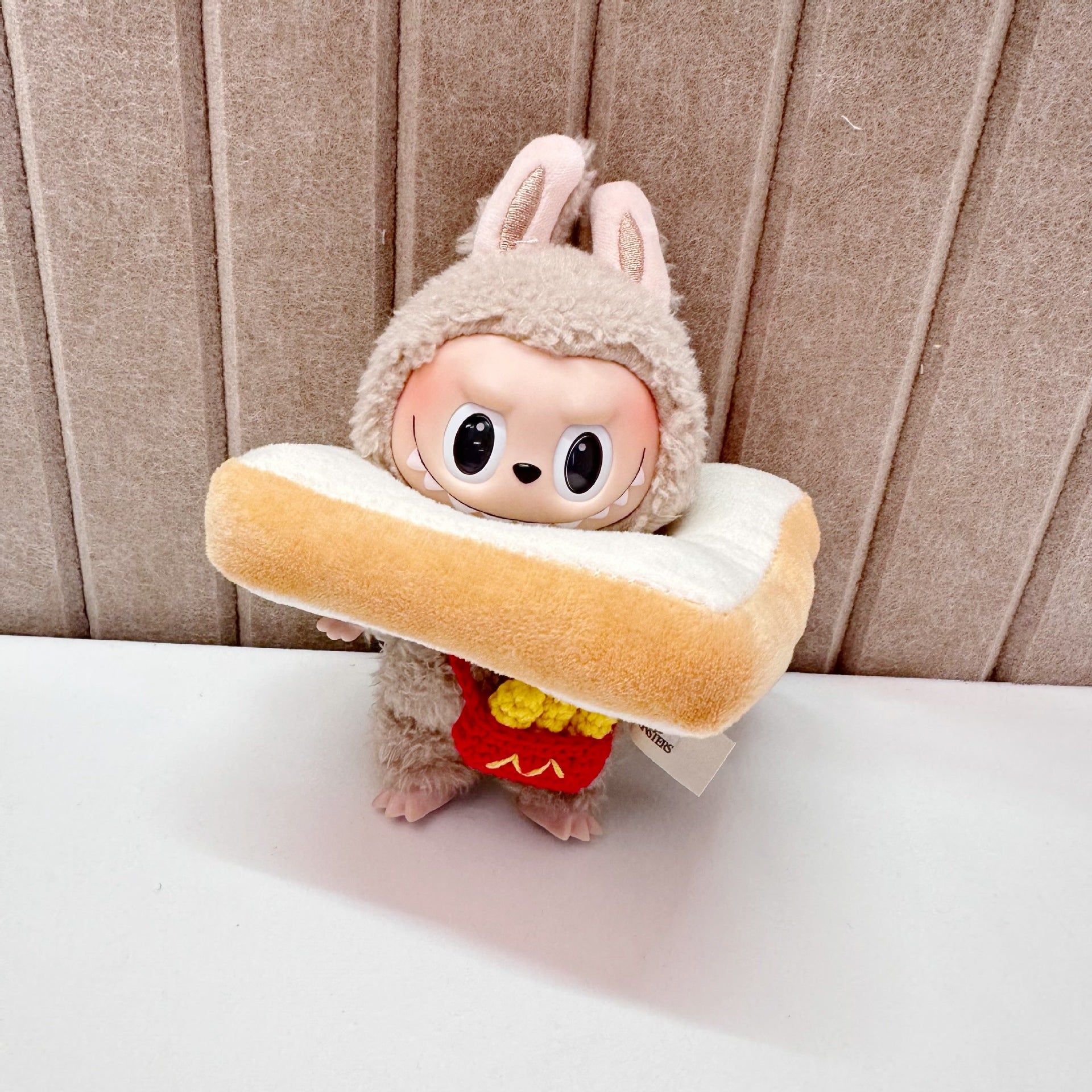 [Labubu Dress Up] 17cm Clothes Hanging Labubu Bread Ring French Fries Bag Accessory Set - URANBATO