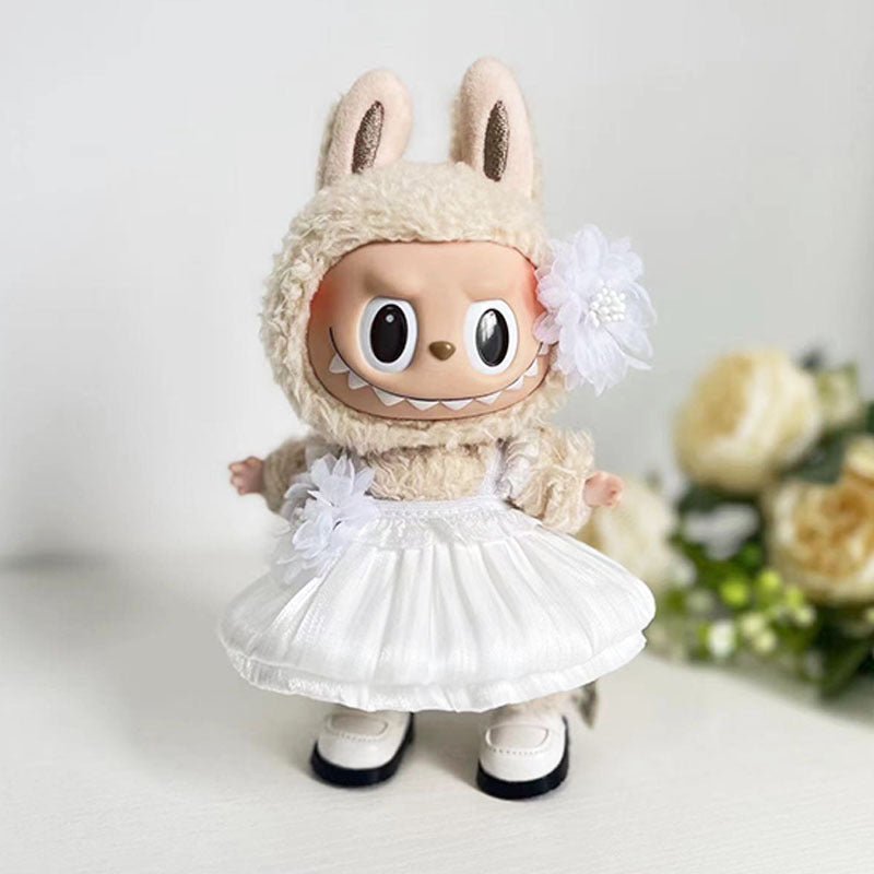 [Labubu Dress Up] 17cm Doll Clothes Pendant Labubu Wedding Dress Suit Set - URANBATO