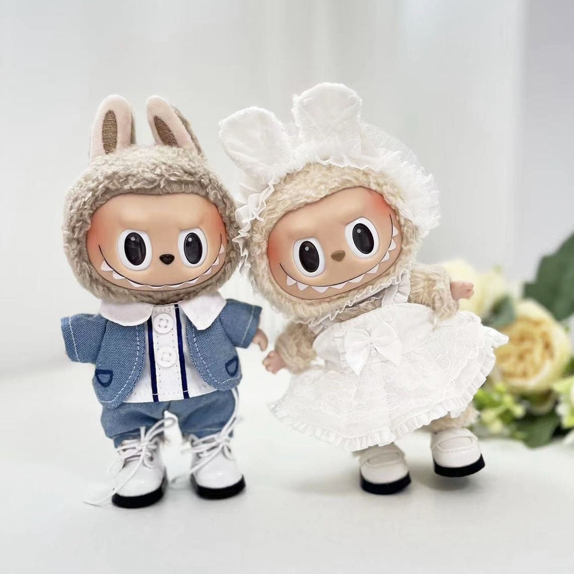 [Labubu Dress Up] 17cm Doll Clothes Pendant Labubu Wedding Dress Suit Set - URANBATO