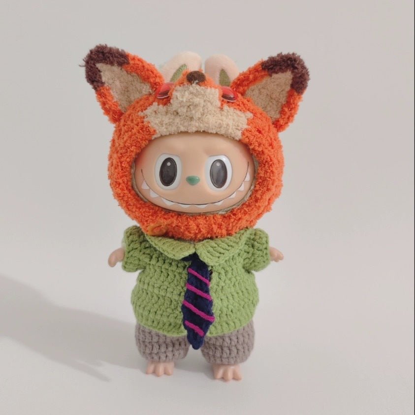 [Labubu Dress Up] 17cm Handmade Labubu Clothes Keychain Judy Nick Dress Up Set - URANBATO