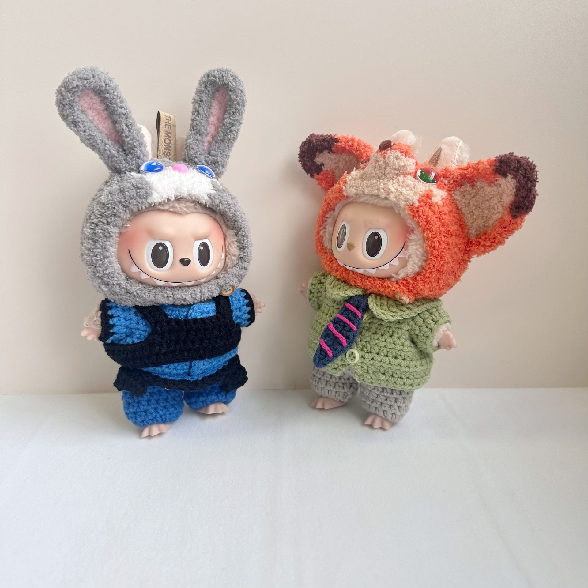[Labubu Dress Up] 17cm Handmade Labubu Clothes Keychain Judy Nick Dress Up Set - URANBATO