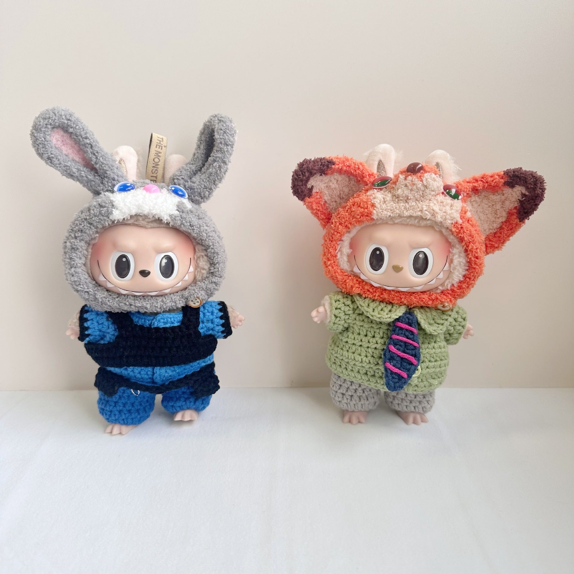 [Labubu Dress Up] 17cm Handmade Labubu Clothes Keychain Judy Nick Dress Up Set - URANBATO