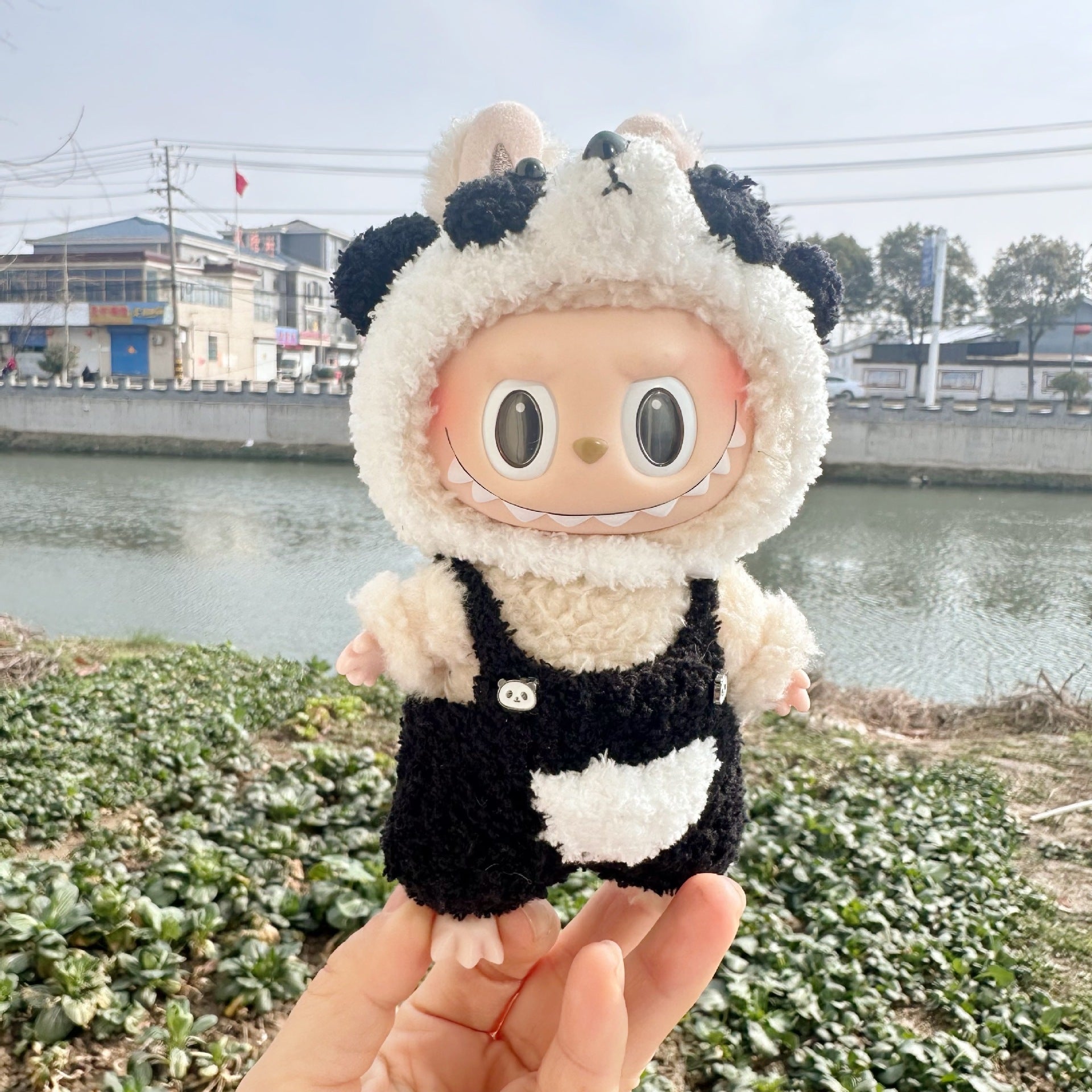 [labubu dress - up] 17CM handmade Labubu dress - up keychain cute panda doll clothes set - URANBATO