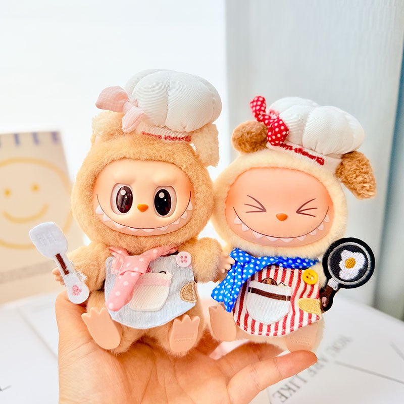 [Labubu Dress Up] First/Second Generation Baby Clothes Pendant Labubu Pink Dot Little Chef Omelette Cute Baby - URANBATO