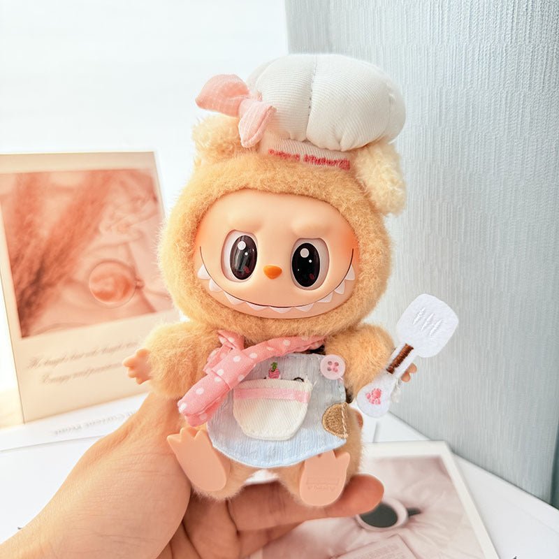 [Labubu Dress Up] First/Second Generation Baby Clothes Pendant Labubu Pink Dot Little Chef Omelette Cute Baby - URANBATO
