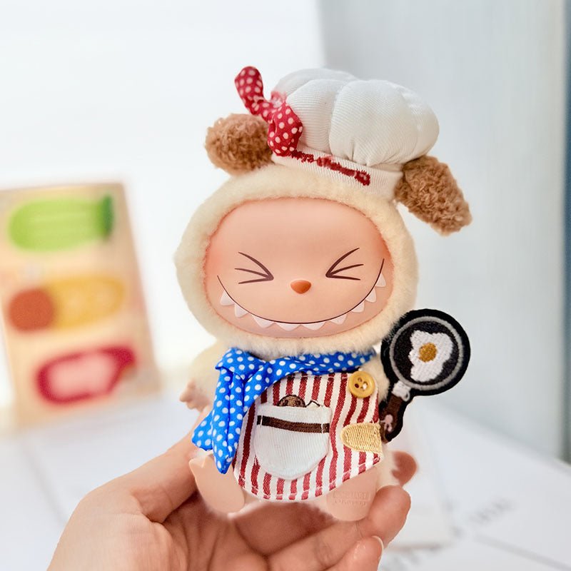 [Labubu Dress Up] First/Second Generation Baby Clothes Pendant Labubu Pink Dot Little Chef Omelette Cute Baby - URANBATO