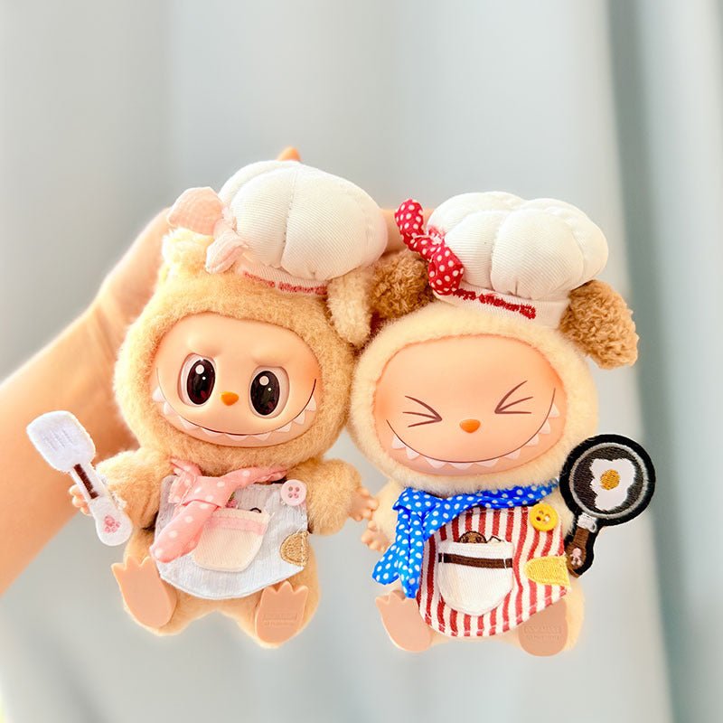 [Labubu Dress Up] First/Second Generation Baby Clothes Pendant Labubu Pink Dot Little Chef Omelette Cute Baby - URANBATO
