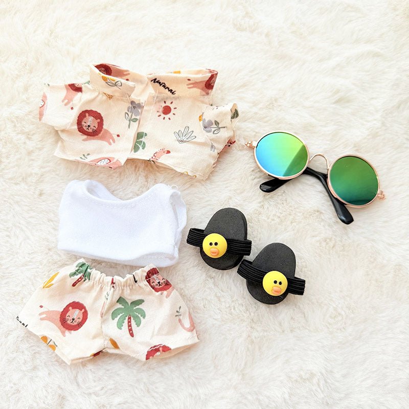[Labubu Dress Up] First/Second Generation Labubu Doll Clothes Pendant Sitting Party Beach Glasses Set - URANBATO