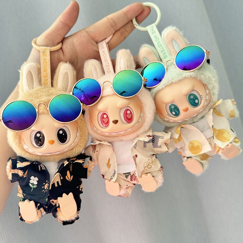[Labubu Dress Up] First/Second Generation Labubu Doll Clothes Pendant Sitting Party Beach Glasses Set - URANBATO