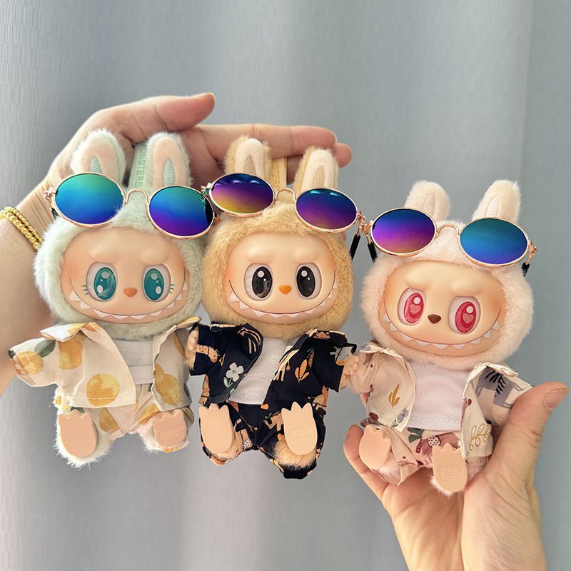 [Labubu Dress Up] First/Second Generation Labubu Doll Clothes Pendant Sitting Party Beach Glasses Set - URANBATO