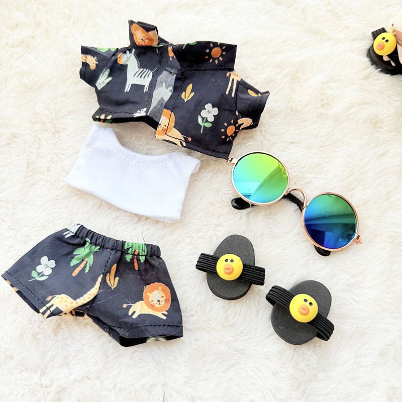[Labubu Dress Up] First/Second Generation Labubu Doll Clothes Pendant Sitting Party Beach Glasses Set - URANBATO