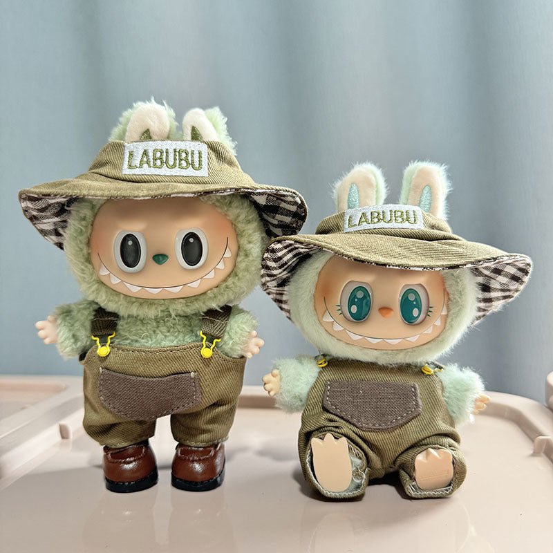 [Labubu Dress Up] First/Second Generation Labubu Doll Clothes Pendant Sitting Party Bucket Hat Overalls - URANBATO
