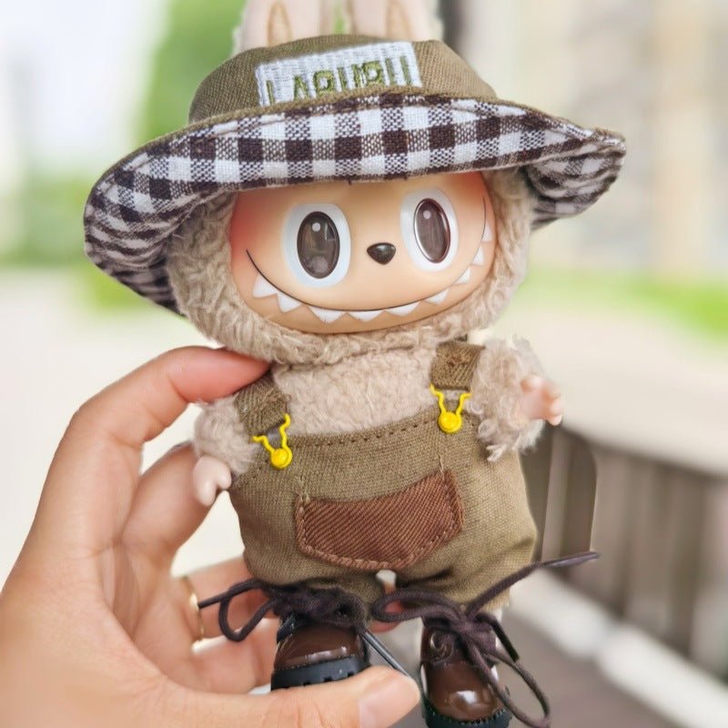 [Labubu Dress Up] First/Second Generation Labubu Doll Clothes Pendant Sitting Party Bucket Hat Overalls - URANBATO