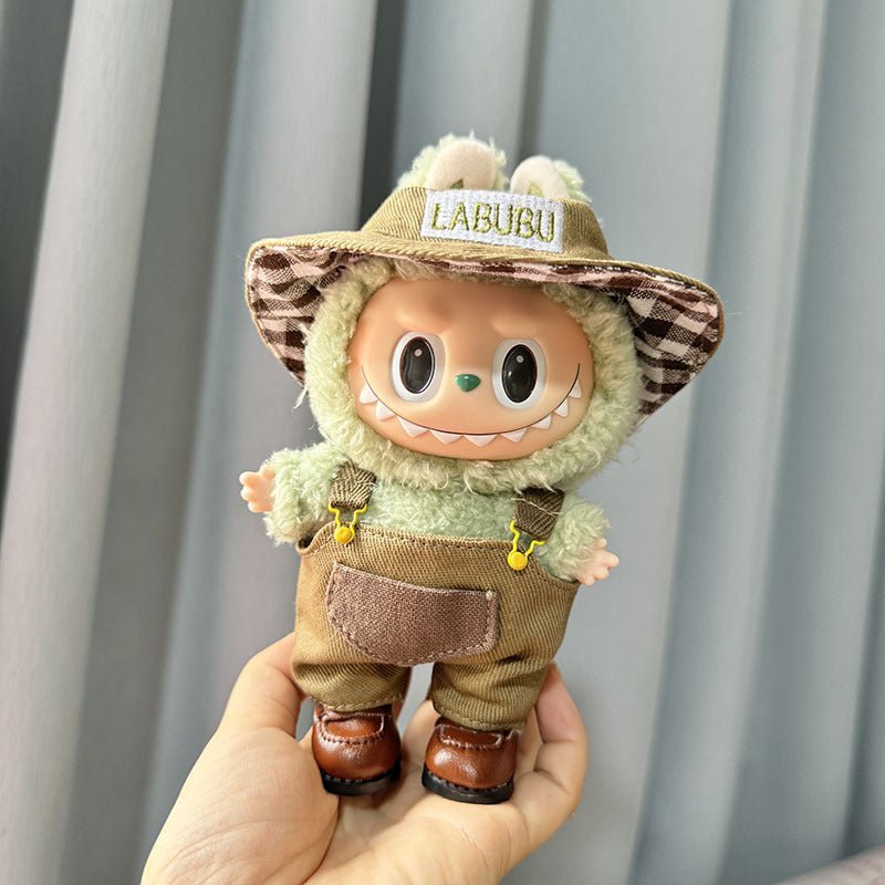 [Labubu Dress Up] First/Second Generation Labubu Doll Clothes Pendant Sitting Party Bucket Hat Overalls - URANBATO