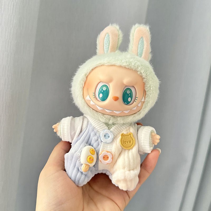 [Labubu Dress Up] First/Second Generation Labubu Doll Clothes Pendant Sitting Party Cute Pair of Pit Stripes Crawling Clothes - URANBATO