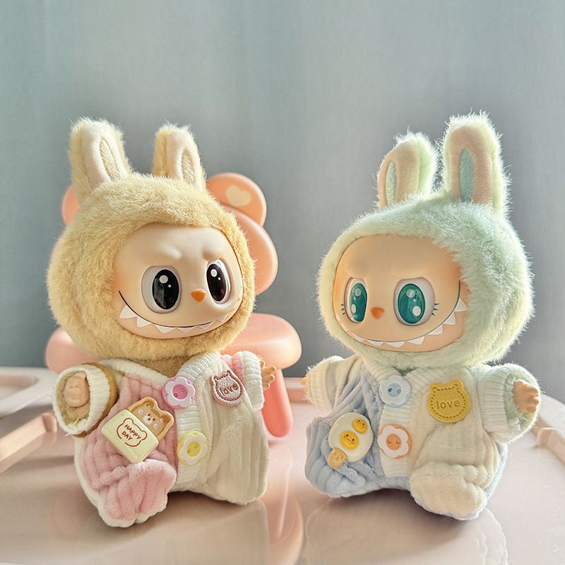 [Labubu Dress Up] First/Second Generation Labubu Doll Clothes Pendant Sitting Party Cute Pair of Pit Stripes Crawling Clothes - URANBATO