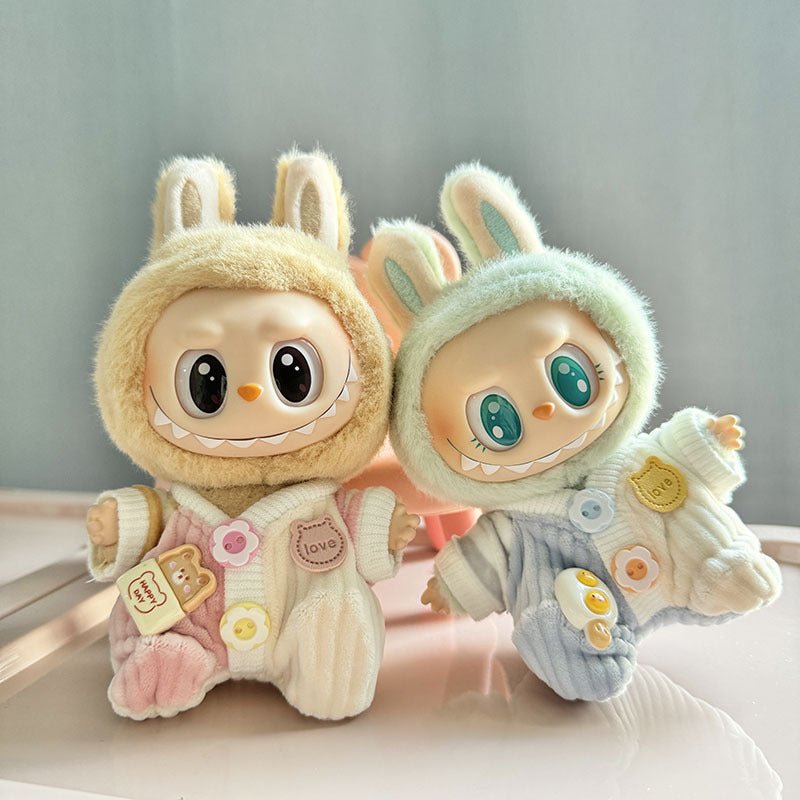 [Labubu Dress Up] First/Second Generation Labubu Doll Clothes Pendant Sitting Party Cute Pair of Pit Stripes Crawling Clothes - URANBATO