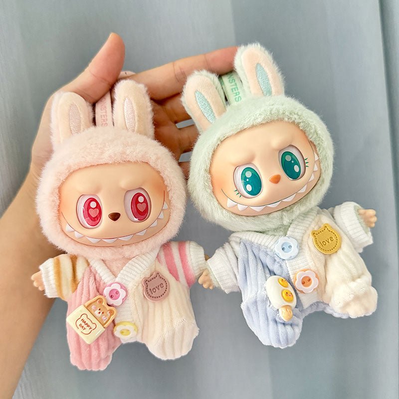 [Labubu Dress Up] First/Second Generation Labubu Doll Clothes Pendant Sitting Party Cute Pair of Pit Stripes Crawling Clothes - URANBATO