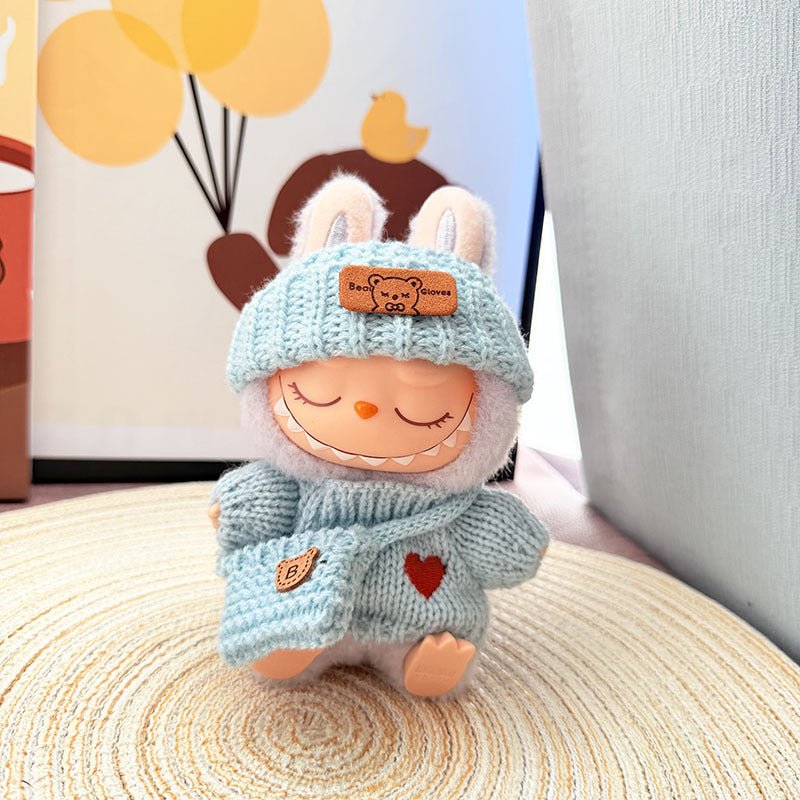 [Labubu Dress Up] First/Second Generation Labubu Doll Clothes Pendant Sitting Party Love Sweater Set - URANBATO