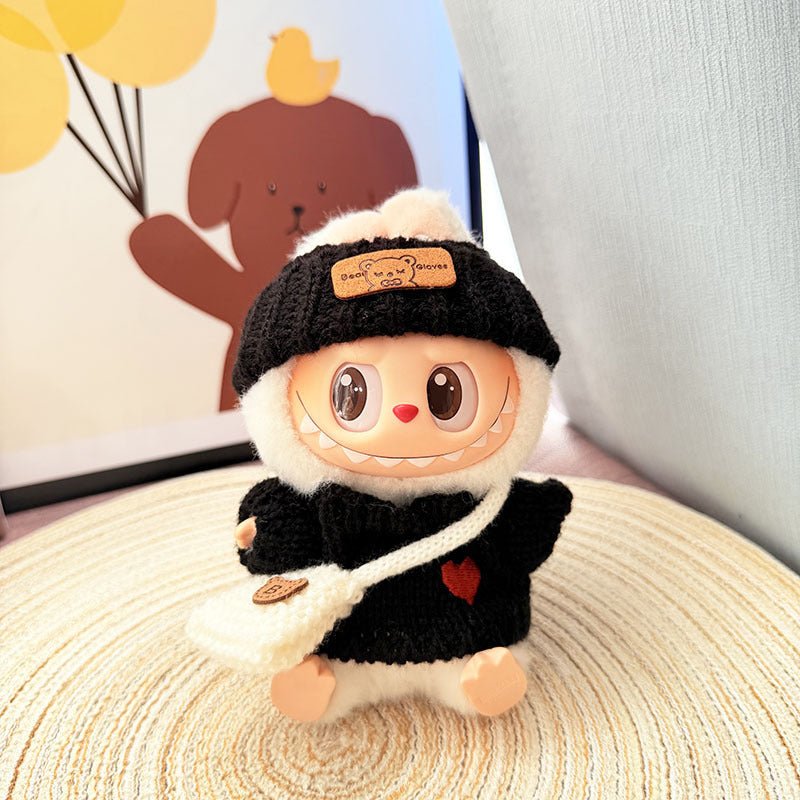 [Labubu Dress Up] First/Second Generation Labubu Doll Clothes Pendant Sitting Party Love Sweater Set - URANBATO