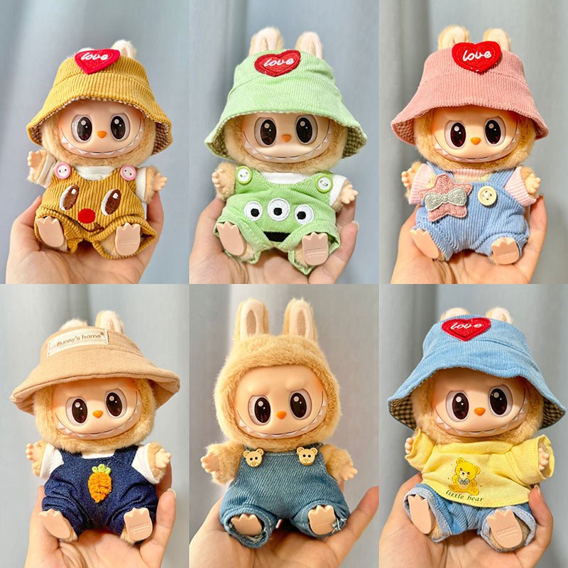 [Labubu Dress Up] Second Generation Labubu Doll Clothes Pendant Sitting Party Series Corduroy Overalls - URANBATO