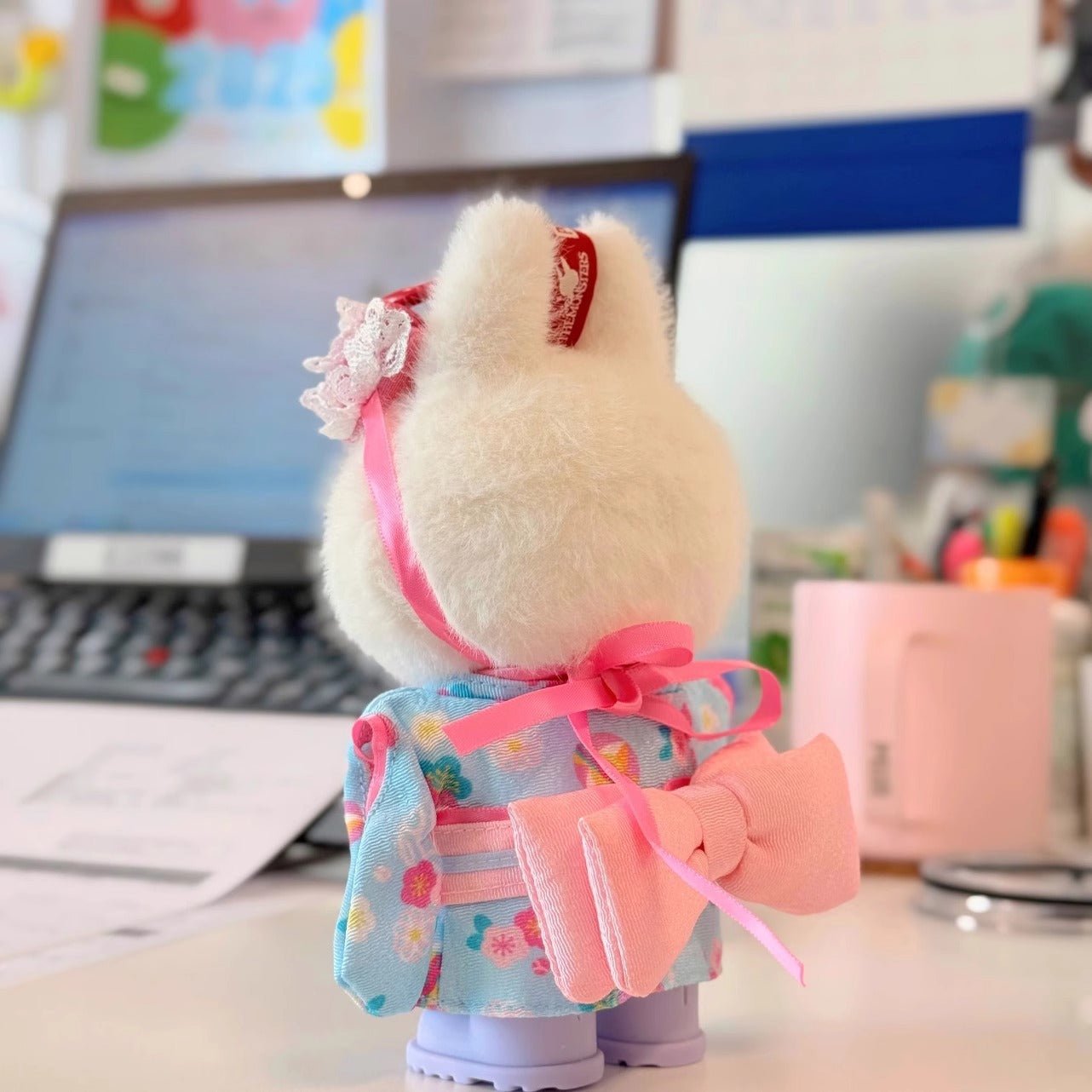 【Labubu Kimono Set】 Summer Standing 17cm Labubu Vinyl Coca Cola Doll Clothes - URANBATO