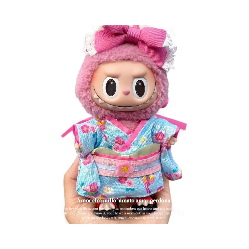 【Labubu Kimono Set】 Summer Standing 17cm Labubu Vinyl Coca Cola Doll Clothes - URANBATO