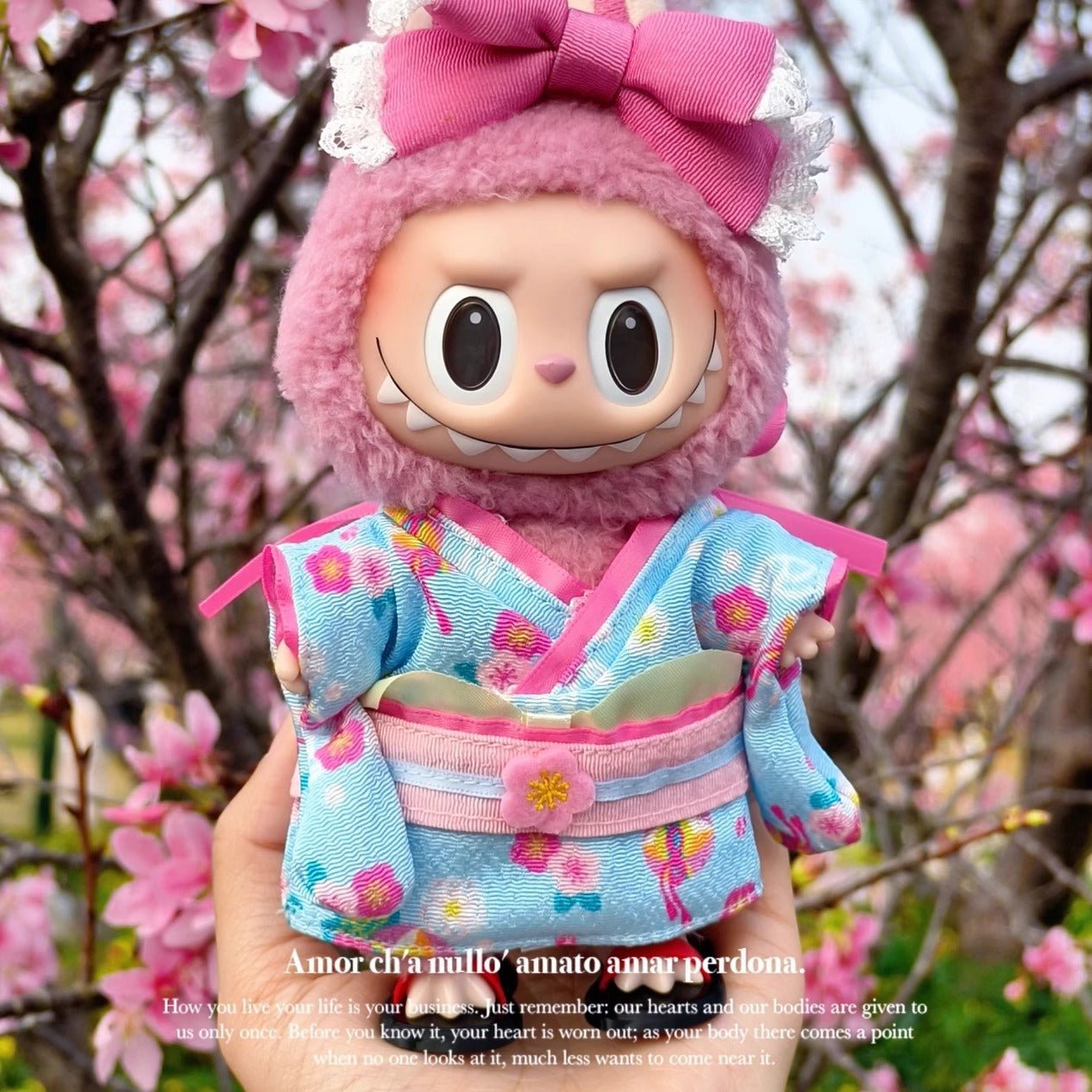 【Labubu Kimono Set】 Summer Standing 17cm Labubu Vinyl Coca Cola Doll Clothes - URANBATO