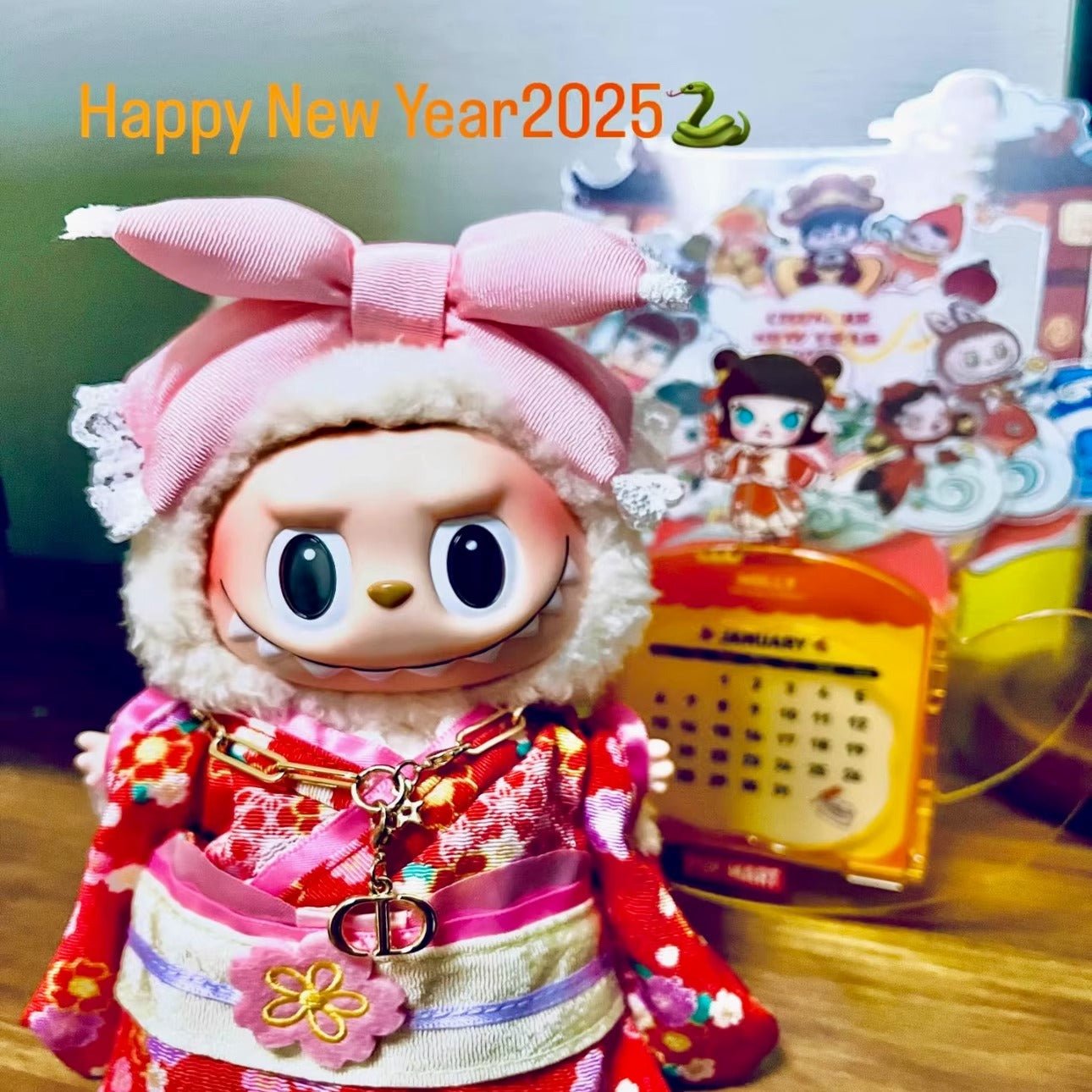 【Labubu Kimono Set】 Summer Standing 17cm Labubu Vinyl Coca Cola Doll Clothes - URANBATO