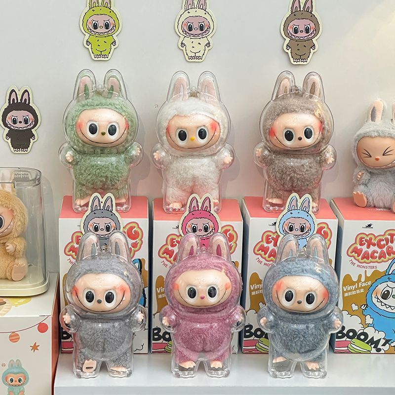 Labubu Macaron Sit - and - Sit Party Doll Transparent Protective Case - URANBATO