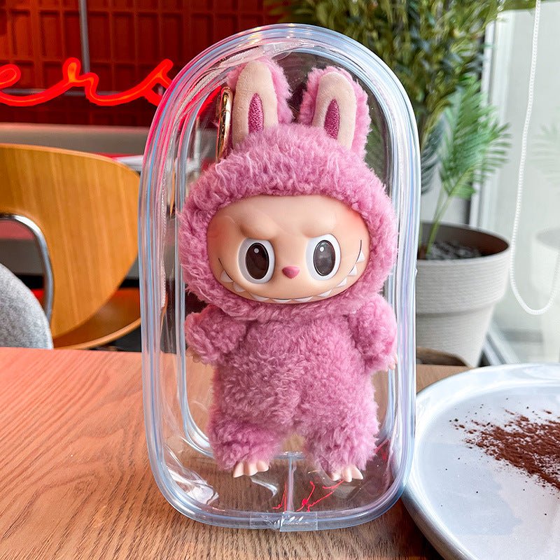 Labubu multi - purpose doll protective cover pvc doll high transparent dustproof oval hanging bag baby walking bag storage bag - URANBATO