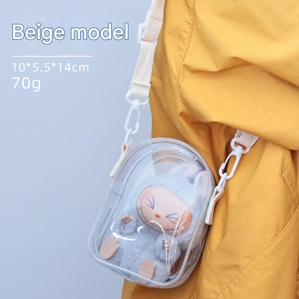 Labubu storage bag 14cm labubu doll out walking bag pvc transparent bag doll display - URANBATO