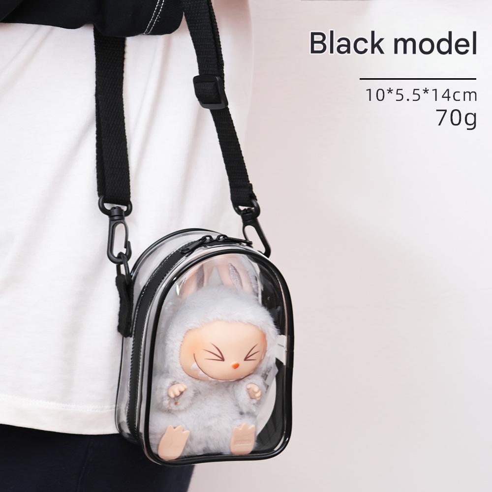 Labubu storage bag 14cm labubu doll out walking bag pvc transparent bag doll display - URANBATO