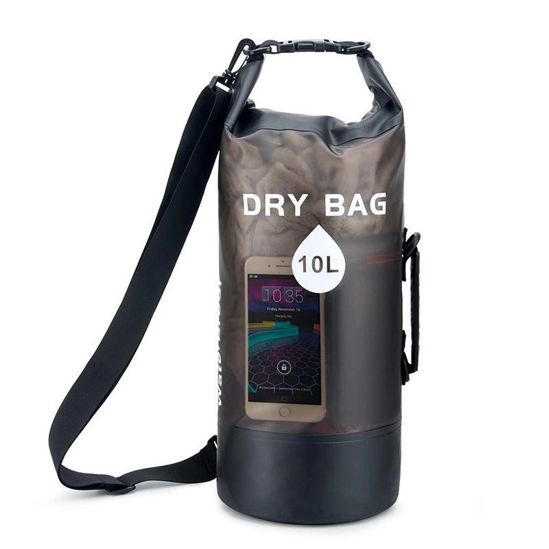 Large capacity waterproof bucket bag, 5L/10L/20L outdoor sports waterproof bag, PVC transparent waterproof bag, outdoor camping fishing swimming beach bag, outdoor equipment storage artifact - URANBATO