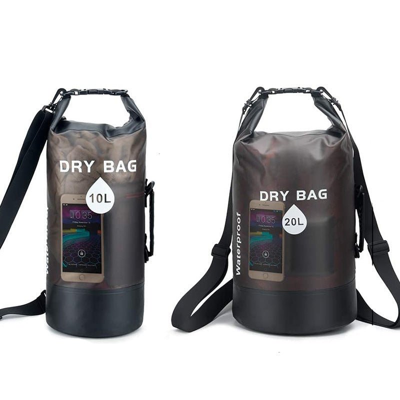 Large capacity waterproof bucket bag, 5L/10L/20L outdoor sports waterproof bag, PVC transparent waterproof bag, outdoor camping fishing swimming beach bag, outdoor equipment storage artifact - URANBATO