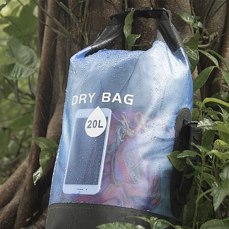 Large capacity waterproof bucket bag, 5L/10L/20L outdoor sports waterproof bag, PVC transparent waterproof bag, outdoor camping fishing swimming beach bag, outdoor equipment storage artifact - URANBATO