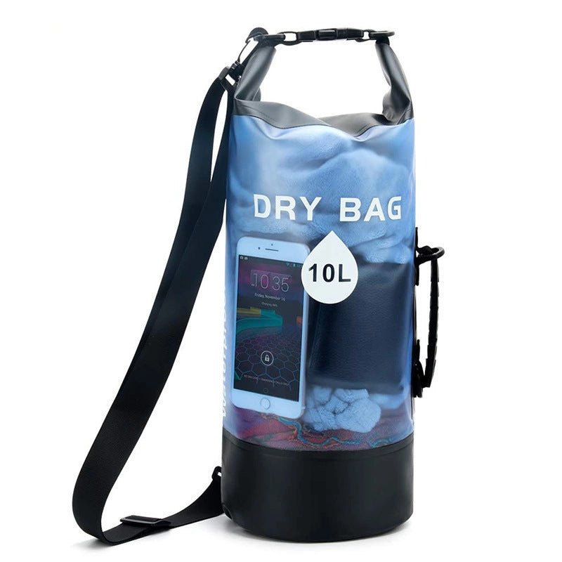 Large capacity waterproof bucket bag, 5L/10L/20L outdoor sports waterproof bag, PVC transparent waterproof bag, outdoor camping fishing swimming beach bag, outdoor equipment storage artifact - URANBATO